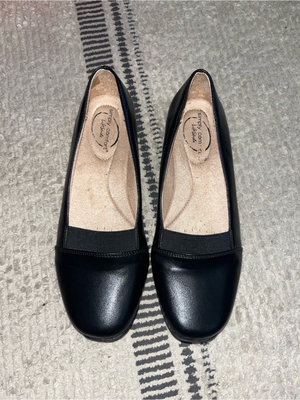 Simply Comfort Life Stride Black Slip-On Women's Flats